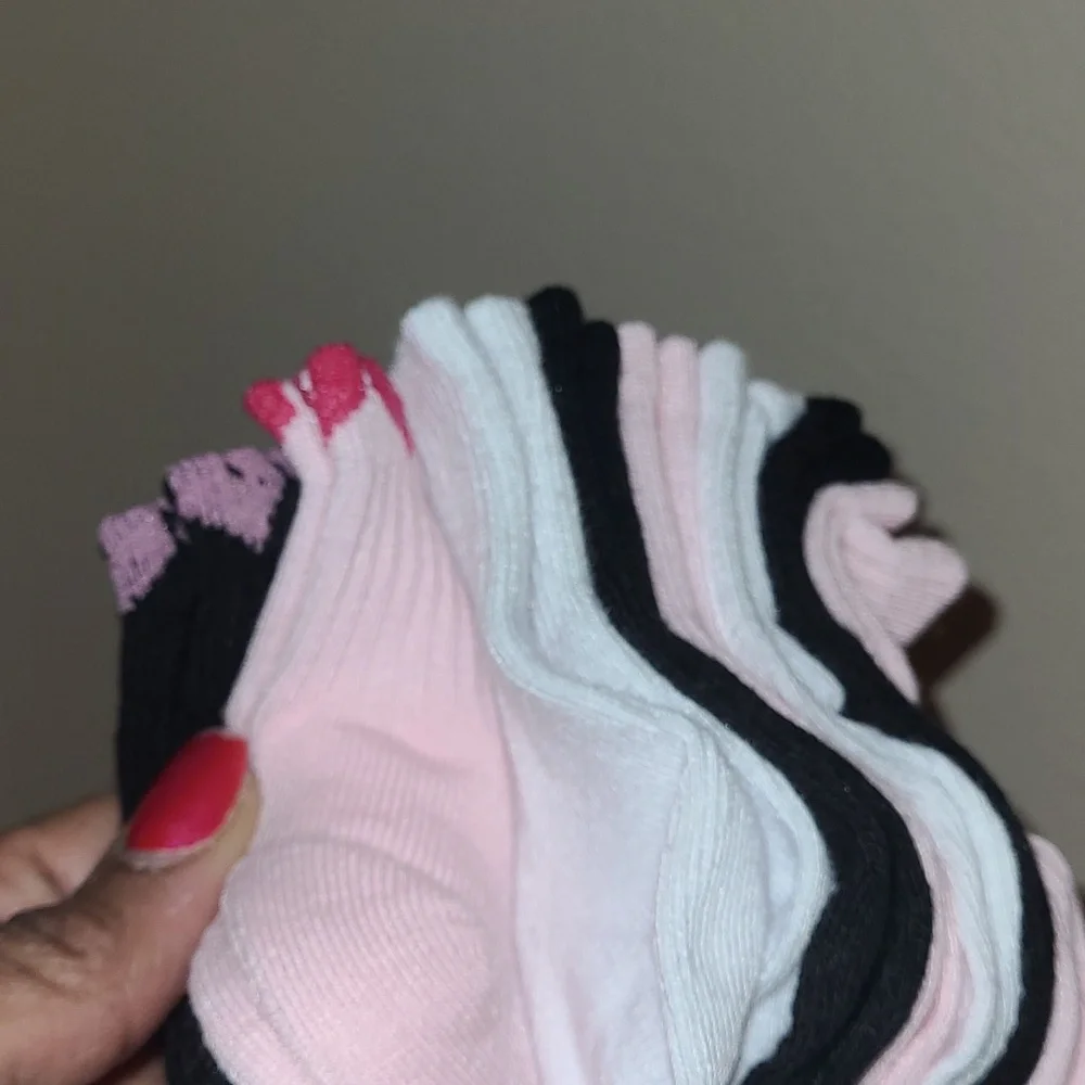 Juicy Couture Black, Pink & White Socks - 8 Pairs